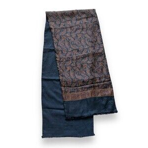 Double Sided Brown & Black Paisley Rectangular Scarf 54” X 11” Women Scarve